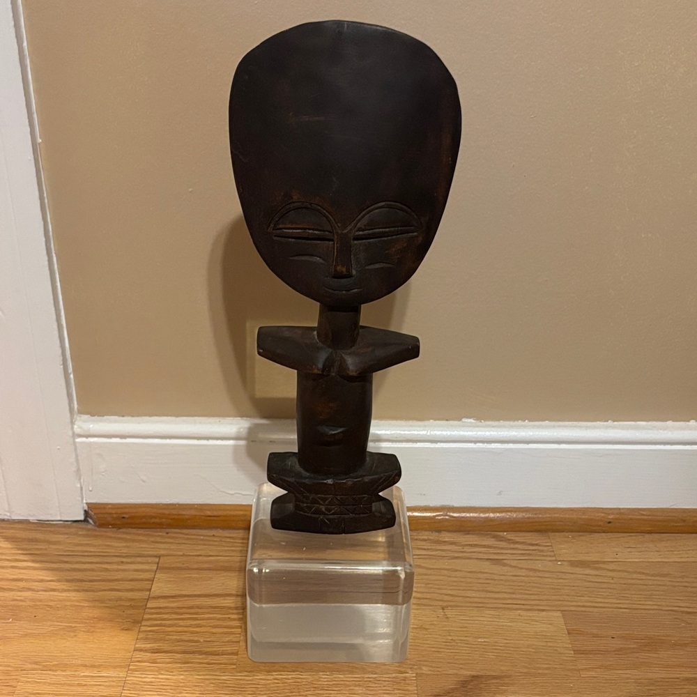 Hand-Carved Dark Brown Tribal Home Art Sculpture - Brand